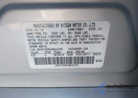 2018 Infiniti Q50 3.0T Sport z USA, uszkodzony, nr VIN JN1EV7AR8JM444379